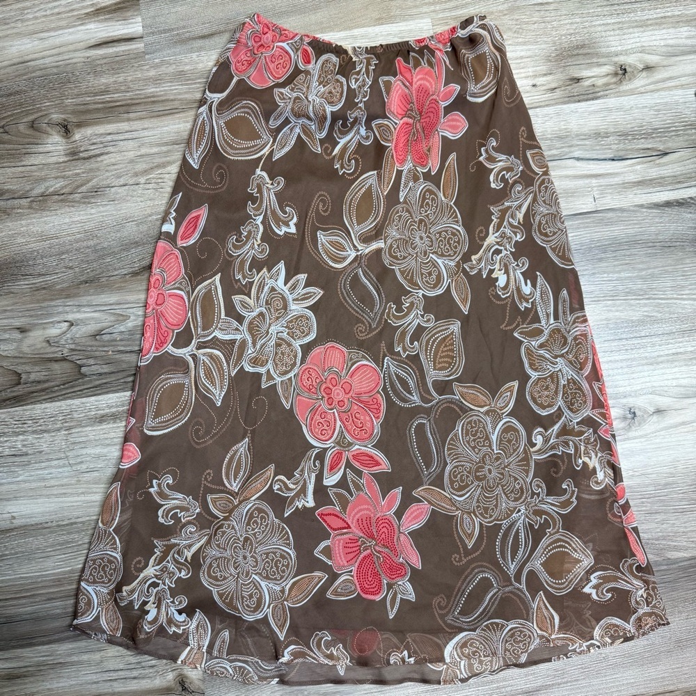 Floral Brown and Pink Skirt